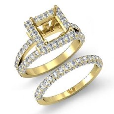 Princess Halo Diamond Semi Moun tEngagement Ring Bridal Set 18k Gold Yellow (2.78Ct. tw.)