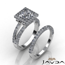 Halo Bridal Set Sidestone diamond Ring Platinum 950
