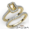 Diamond Emerald Cut Semi Mount Engagement Ring Bridal Set 18k Yellow Gold 1Ct - javda.com 