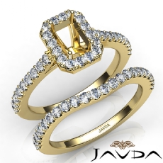 Diamond Emerald Cut Semi Mount Engagement Ring Bridal Set 14k Gold Yellow  (1Ct. tw.)