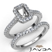 Diamond Emerald Cut Semi Mount Engagement Ring Bridal Set Platinum 950 1Ct - javda.com 