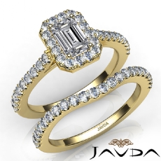 Halo Bridal Set Cathedral diamond Ring 18k Gold Yellow