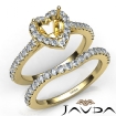 Diamond Heart Cut Semi Mount Engagement Ring Bridal Set 18k Yellow Gold 1Ct - javda.com 
