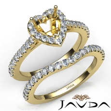 Diamond Heart Cut Semi Mount Engagement Ring Bridal Set 14k Gold Yellow  (1Ct. tw.)