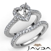 Diamond Heart Cut Semi Mount Engagement Ring Bridal Set 18k White Gold 1Ct - javda.com 