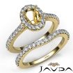 Diamond Oval Cut Semi Mount Engagement Ring Bridal Set 14k Yellow Gold 1Ct - javda.com 
