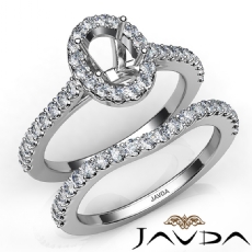 Diamond Oval Cut Semi Mount Engagement Ring Bridal Set 14K White Gold 1.0Ct.