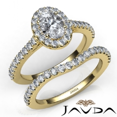 Halo Pave Wedding Bridal Set diamond  14k Gold Yellow