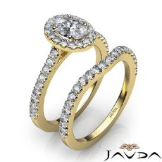 Halo Pave Wedding Bridal Set diamond  14k Gold Yellow