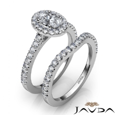 Halo Pave Wedding Bridal Set diamond Ring 18k Gold White