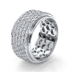 5 Row Round Diamond Eternity Men's Wedding Band in 14k White Gold with 4.62 Ctw.