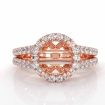 Halo Prong Round Diamond Gorgeous Engagement Semi Mount Ring 18k Rose Gold 0.75Ct - javda.com 