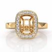 Pave Setting Diamond Engagement Ring 14k Yellow Gold Cushion Semi Mount 1.38Ct - javda.com 