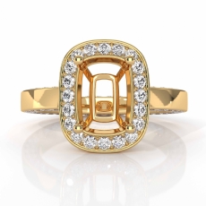 Pave Setting Diamond Engagement Ring 14k Gold Yellow Cushion Semi Mount  (1.38Ct. tw.)