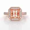 1.05Ct Diamond Engagement Ring 14k Rose Gold Princess Semi Mount Halo - javda.com 