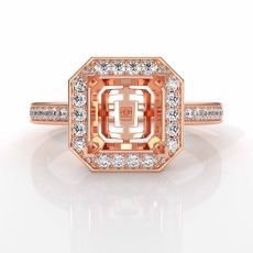 Diamond Engagement Ring 14k Rose Gold Princess Semi Mount Halo (1.05Ct. tw.)
