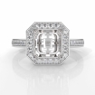 1.05Ct Diamond Engagement Ring 14k White Gold Princess Semi Mount Halo - javda.com 