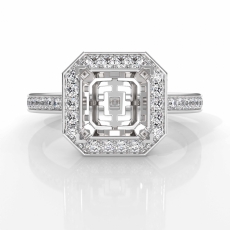 1.05CT Diamond Engagement Ring 14k White Gold Princess Semi Mount Halo