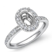 0.54Ct Diamond Engagement Ring Oval Semi Mount Platinum 950 Halo - javda.com 
