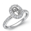 0.54Ct Diamond Engagement Ring Oval Semi Mount 14k White Gold Halo - javda.com 