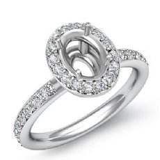 0.54Ct Diamond Engagement Ring Oval Semi Mount 14K White Gold Halo