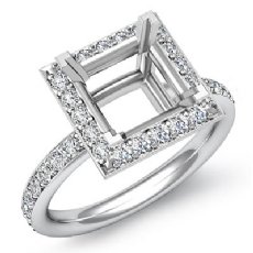 0.55Ct Diamond Engagement Ring Princess Semi Mount Halo 14k White Gold