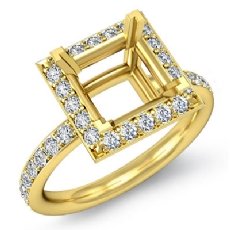 Diamond Engagement Ring Princess Semi Mount Halo 18k Gold Yellow (0.55Ct. tw.)