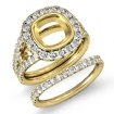 1.51Ct Halo Diamond Engagement Ring Bridal Set 18k Yellow Gold Cushion Semi Mount - javda.com 