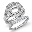 1.51Ct Halo Diamond Engagement Ring Bridal Set Platinum 950 Cushion Semi Mount - javda.com 