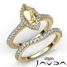 Diamond Marquise Cut Semi Mount Engagement Ring Bridal Set 14k Gold Yellow  (1Ct. tw.)