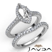 Diamond Marquise Cut Semi Mount Engagement Ring Bridal Set 18k White Gold 1Ct - javda.com 