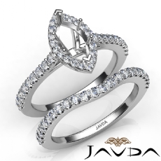 Diamond Marquise Cut Semi Mount Engagement Ring Bridal Set 14K White Gold 1.0Ct