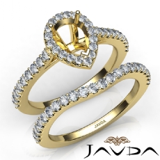 Diamond Pear Cut Semi Mount Engagement Ring Bridal Set 14k Gold Yellow  (1Ct. tw.)