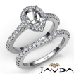 Diamond Pear Cut Semi Mount Engagement Ring Bridal Set 14k White Gold 1Ct - javda.com 