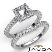 Diamond Princess Cut Semi Mount Engagement Ring Bridal Set Platinum 950 1Ct - javda.com 