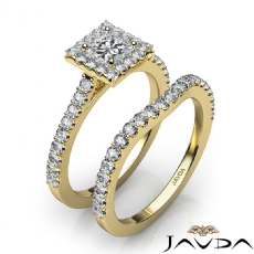 Halo U Prong Setting Bridal diamond  18k Gold Yellow