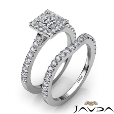 Halo U Prong Setting Bridal diamond Ring 18k Gold White