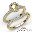 Diamond Round Cut Semi Mount Engagement Ring Bridal Set 14k Yellow Gold 1Ct - javda.com 