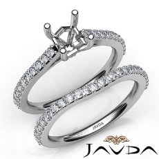 Asscher Cut Diamond Semi Mount Engagement Ring Bridal Set 14K White Gold 0.80Ct.