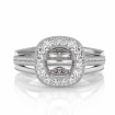 Halo Pre-Set Diamond Engagement Round SemiMount Millgrain Ring 14k White Gold 0.9Ct - javda.com 
