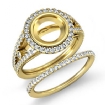 1.1Ct Round Halo Diamond Semi Mount Engagement Ring Bridal Set 18k Yellow Gold - javda.com 