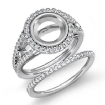 1.52Ct Round Halo Diamond Semi Mount Engagement Ring Bridal Set 18k White Gold - javda.com 