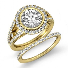 Bezel Prong Setting Bridal diamond Ring 18k Gold Yellow