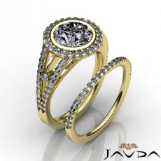 Bezel Prong Setting Bridal diamond Ring 14k Gold Yellow