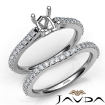 Cushion Diamond Semi Mount Engagement Ring Bridal Set 14k White Gold 0.8Ct - javda.com 