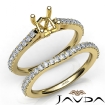Diamond Cushion Cut Semi Mount Engagement Ring Bridal Set 18k Yellow Gold 0.8Ct - javda.com 