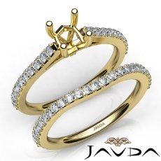 Diamond Cushion Cut Semi Mount Engagement Ring Bridal Set 14k Gold Yellow  (0.8Ct. tw.)