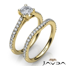 Double Prong Bridal Set diamond Ring 14k Gold Yellow