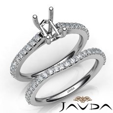 Emerald Cut Diamond Semi Mount Engagement Ring Bridal Set 14K White Gold 0.80Ct.