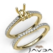 Emerald Cut Diamond Semi Mount Engagement Ring Bridal Set 14k Yellow Gold 0.8Ct - javda.com 